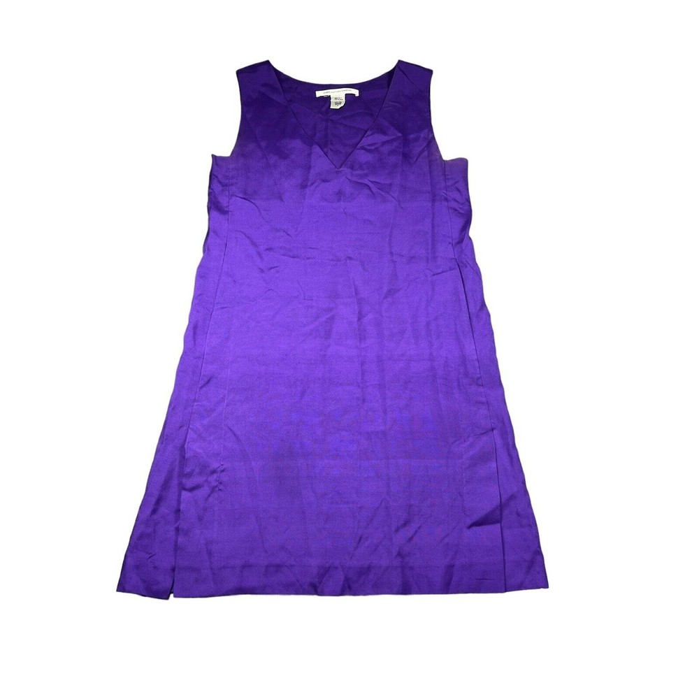 Diane Von Furstenberg Silk Sleeveless Sh V - Neckline Purple Dress Size 4
